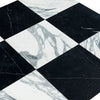 Black and white diamond marble floor in Checkerboard Nero Marquina and Arabescato Corchia set