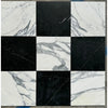 Nine-tile checkerboard pattern of black Nero Marquina and white Arabescato Corchia marble