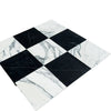 Checkerboard marble tile pattern featuring Nero Marquina and Arabescato Corchia