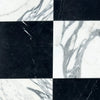 Black and white marble checkerboard pattern from Checkerboard Nero Marquina and Arabescato Corchia Marble 18X18 Set