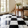 Checkerboard nero marquina marble and arabescato corchia marble 18x18 black and white marble-effect floor tiles