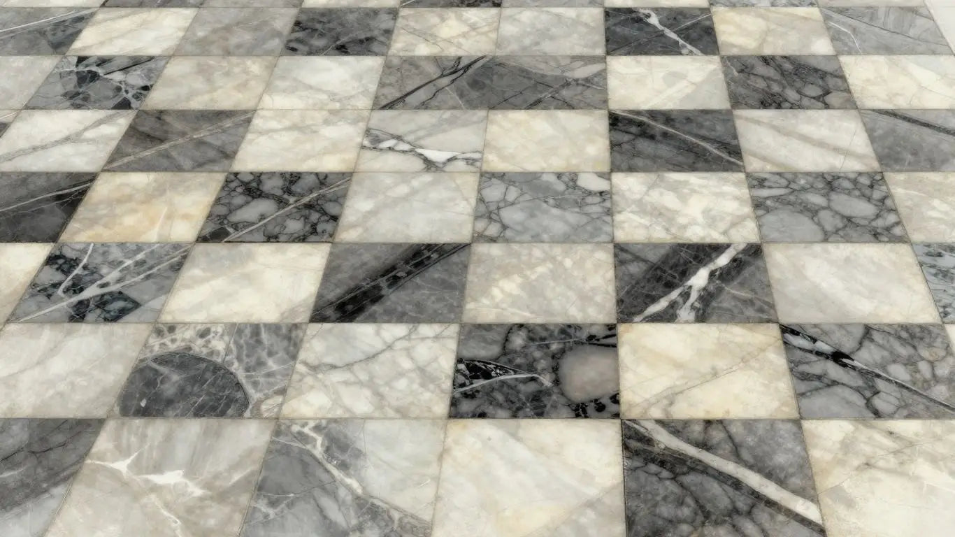 Tumbled marble checkerboard floor sketch