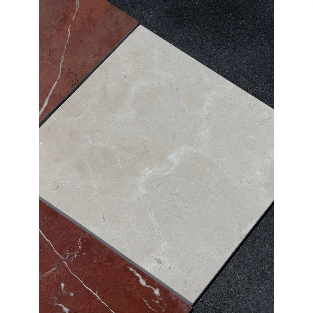 Square marble tile from the Checkerboard Rojo Alicante and Crema Marfil Marble 12X12 Set