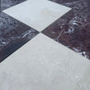 Alternating marble floor tiles from the Checkerboard Rosso Levanto and Crema Marfil 12X12 Set