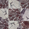 Richly veined burgundy and white marble slabs in Checkerboard Rosso Levanto and Calacatta Viola Imperiale 12x12 set