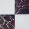 Four-square tile pattern in Checkerboard Rosso Levanto and Bianco Dolomite 12X12 Set