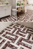 Elegant herringbone burgundy and white Rosso Levanto-Calacatta Viola marble tiles