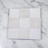 Polished Checkerboard White Onyx and Bianco Dolomite 3x3 tile grid pattern