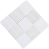 Polished Checkerboard White Onyx and Bianco Dolomite tiles with diagonal pattern