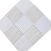 Polished Checkerboard White Onyx and Bianco Dolomite square tiles with light gray and white pattern
