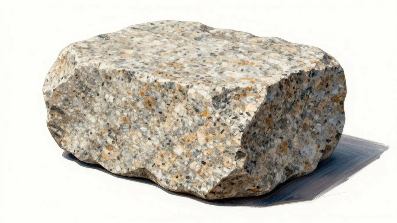 Sketch of textured petite granite limestone block.