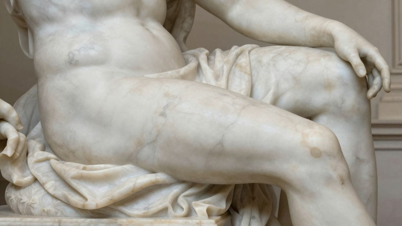Sketch of elegant Italian Statuary Marble statue.