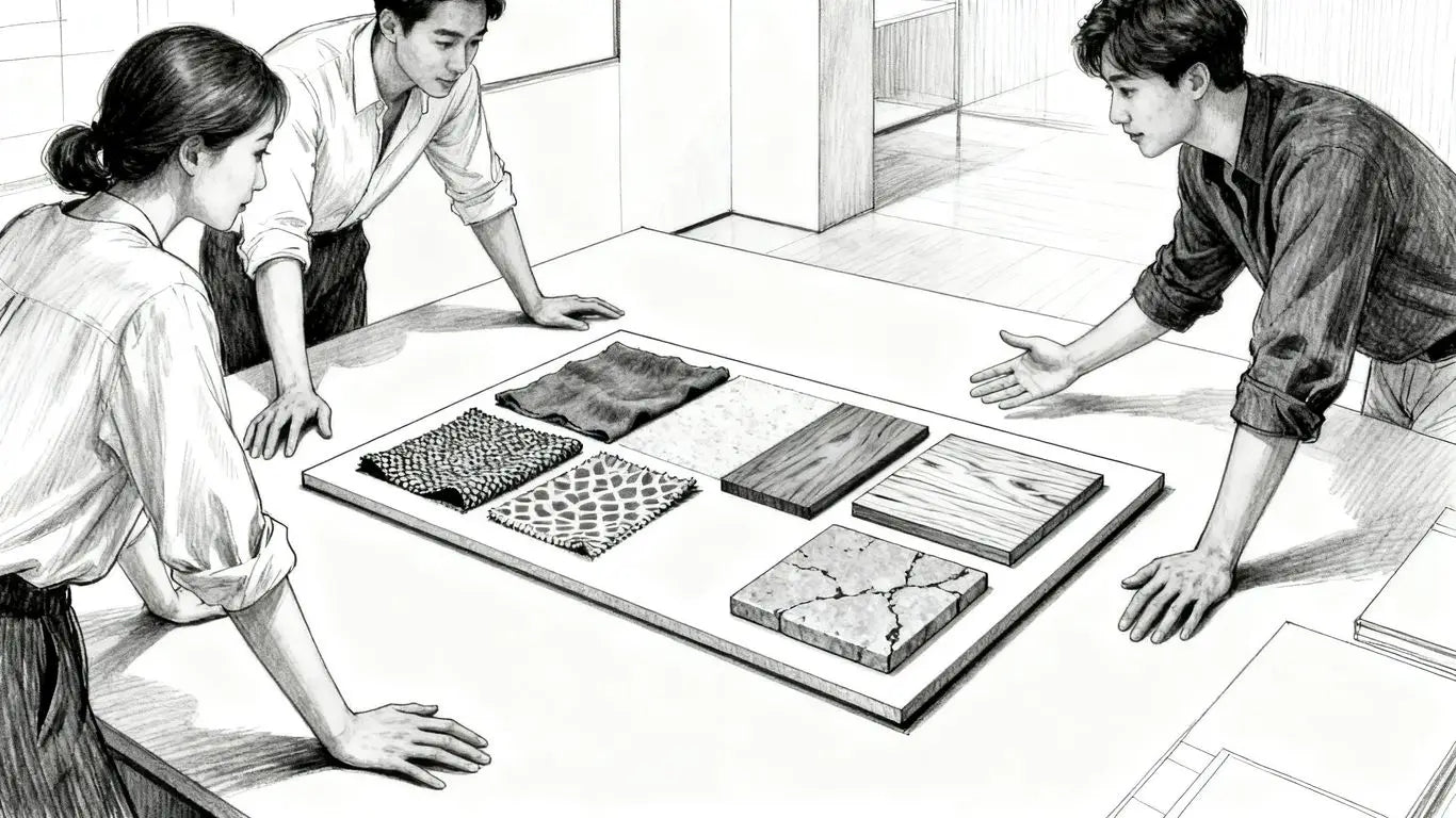 Interior designers selecting stone