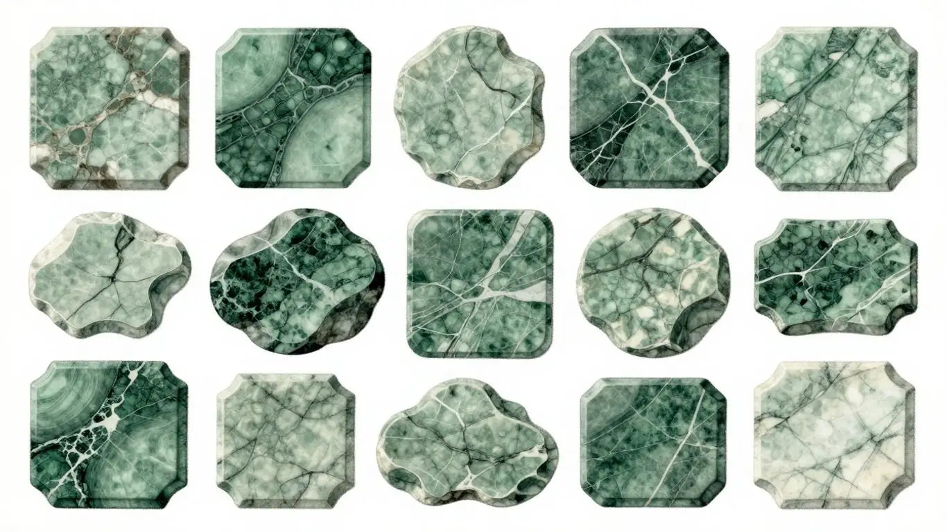 Ming Green marble slabs and tiles sketch