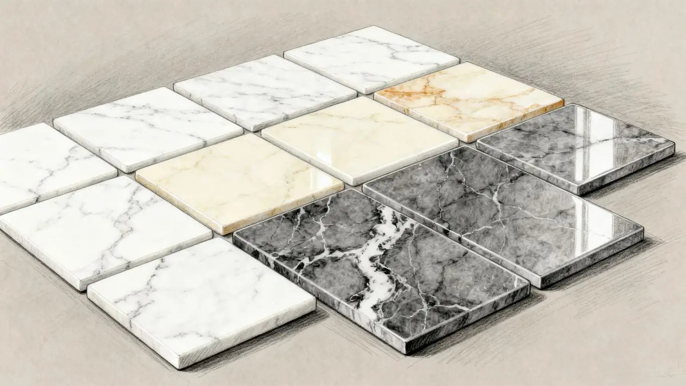A curated selection of natural marble stones