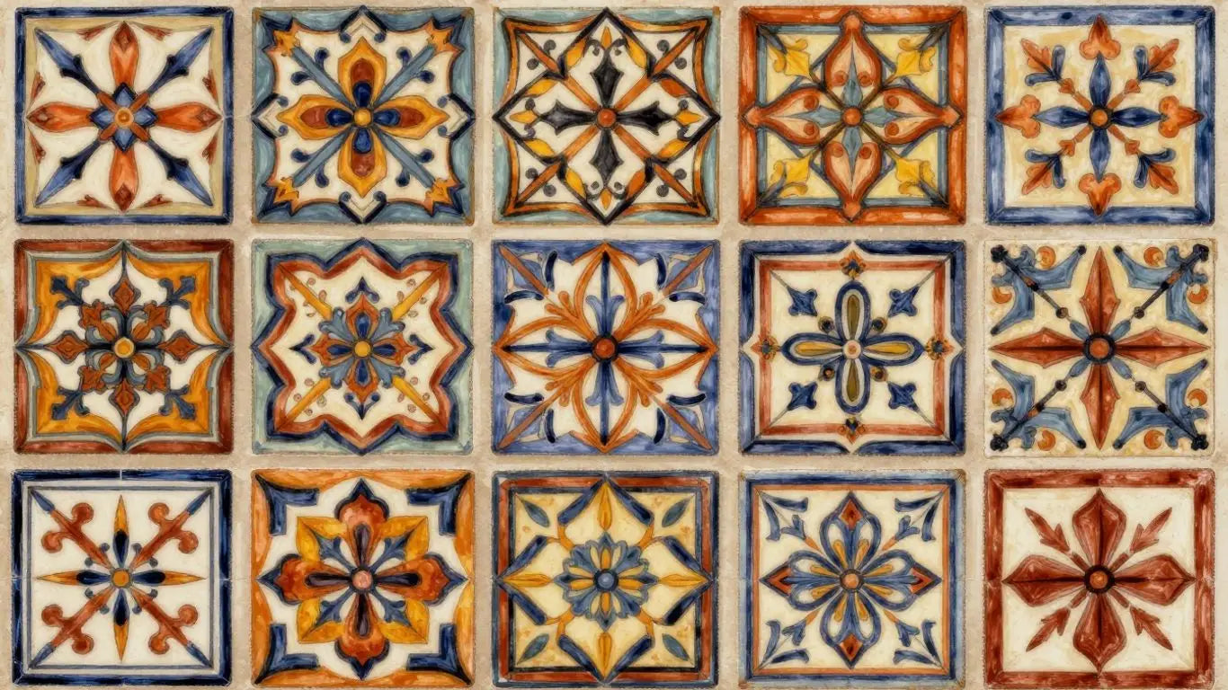 Sketch of colorful, authentic Tijuana tiles.