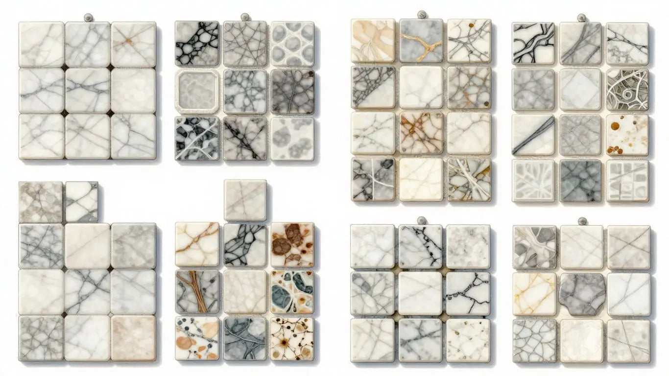 Marble mosaic tiles collection sketch