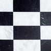 Black and white checkered marble tiles from Como in Oriental White and Nero Marquina set