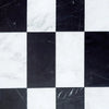 Black and white checkered marble tiles from Como in Oriental White and Nero Marquina set