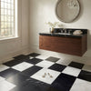 Black and white marble checkered floor tiles in como oriental white asian statuary and nero marquina 6x12 set