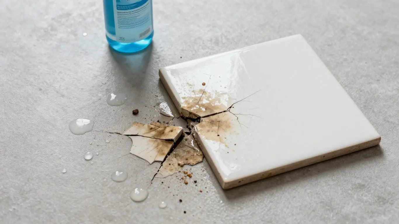 Cracked tile versus clean tile, maintenance supplies.