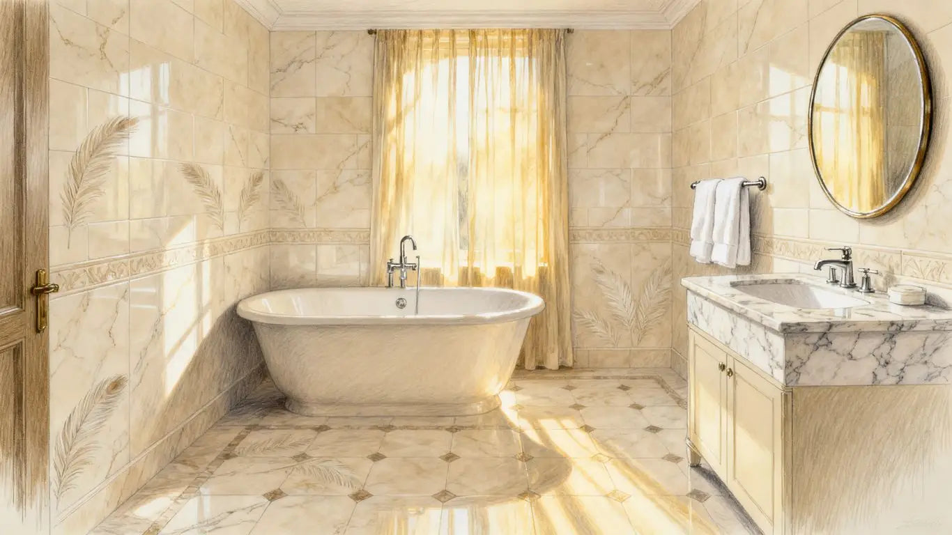 The serene beauty of natural Crema Marfil marble