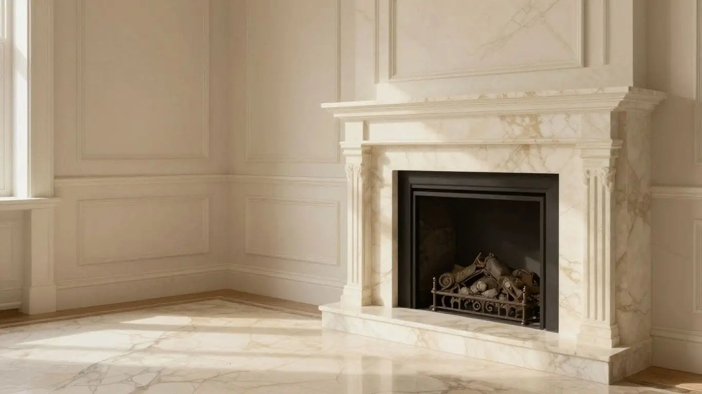 Crema Marfil marble in a home setting.
