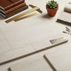 Rectangular beige crema haven 18x18 limestone tile with subtle veining and a polished finish