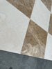 Beige and brown Crema Marfil marble 12x12 tile with glossy finish