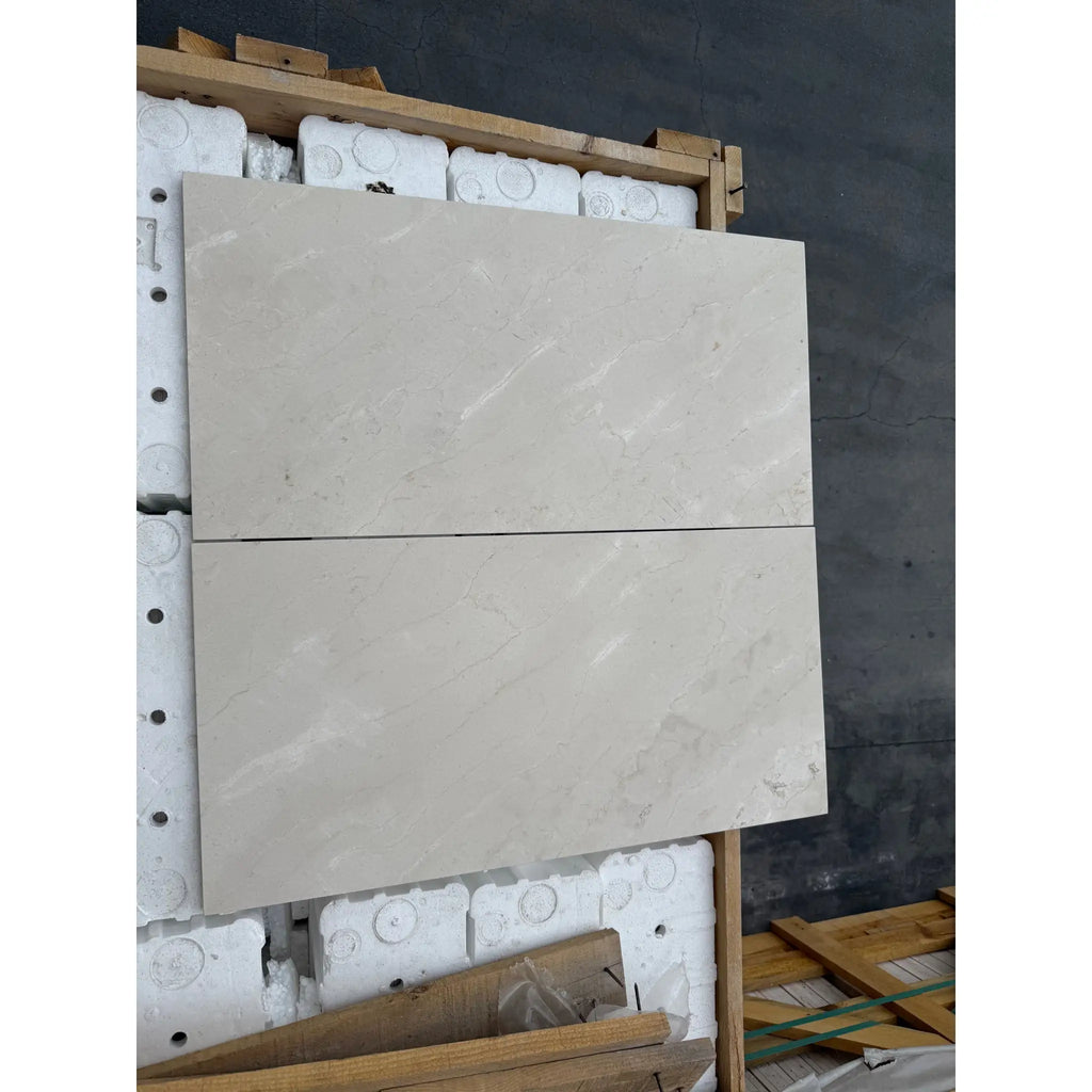 Rectangular beige marble tiles from Crema Marfil Marble 12x24 polished or honed finish