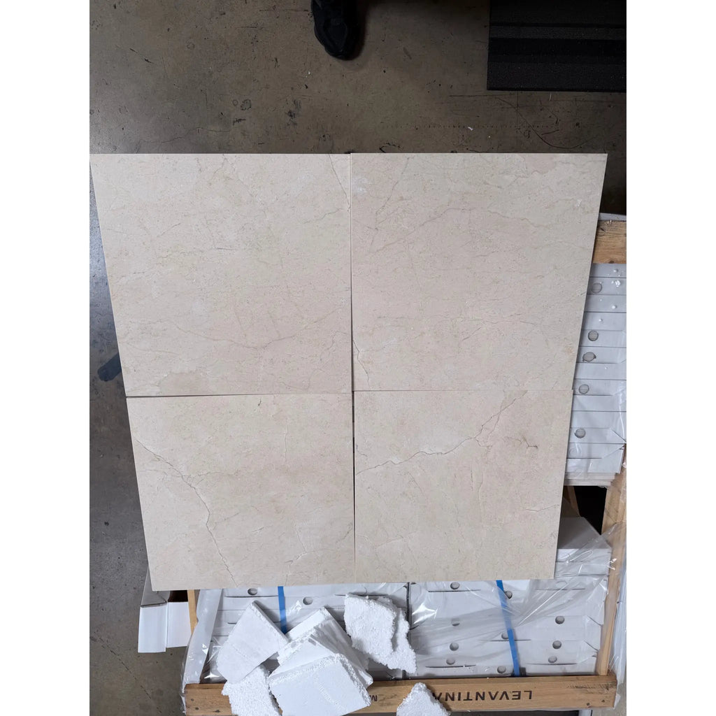 Four Crema Marfil Marble 18x18 Polished Beige Tiles in Square Pattern