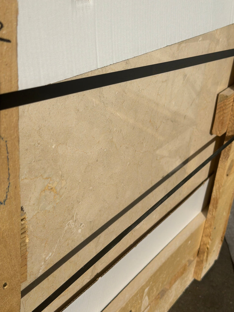 Crema Marfil Marble 24x24 Polished Slab in Wooden Crate