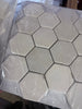 Crema Marfil Marble 3-inch Hexagon Mosaic Tumbled in Clear Plastic