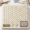 Beige herringbone patterned crema marfil marble mosaic tile sample polished or honed for interior design use