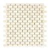 Beige brick mosaic tile in Crema Marfil Marble 5/8X1 1/4 Mini-Brick Mosaic Tumbled