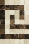 Crema Marfil Marble Greek Key Border CORNER (Crema Marfil + Emp. Dark) 3 1/8 X 3 1/2  Polished