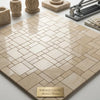 Beige crema marfil marble mini versailles pattern mosaic tiles with polished reflective surface in geometric design