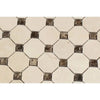 Crema Marfil Marble Octagon and Square Tile Pattern with Dark Dots Mosaic Design