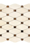 Crema Marfil Marble Octave (Long Octagon) Mosaic w/ Emp. Dark Dots Mosaic Polished or Honed