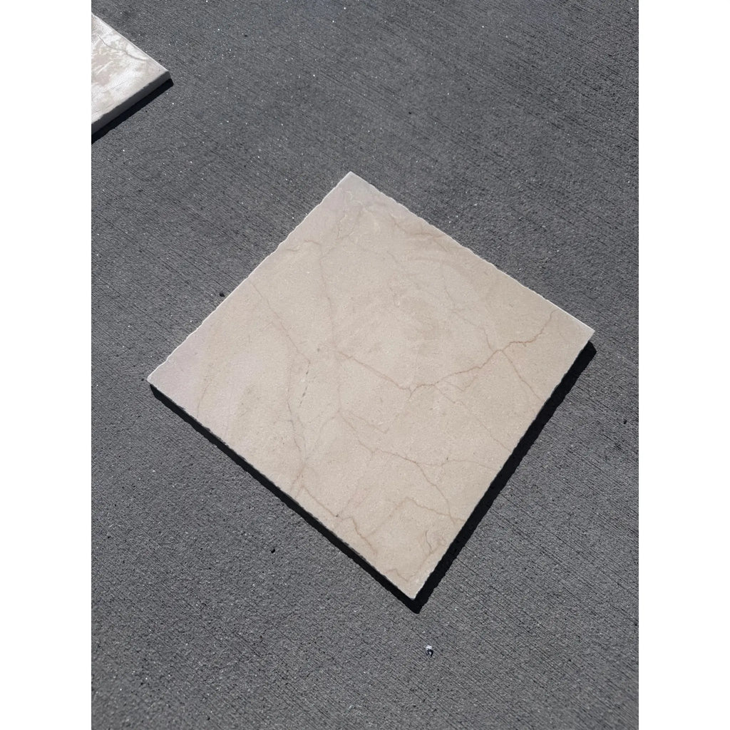 Crema Marrfil Rustic Modern Tumbled beige marble tile with gray veining
