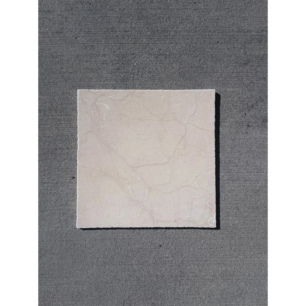 Crema Marrfil Rustic Modern Tumbled off-white marble tile with gray veining