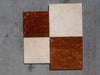 Crema Marrfil Rustic Modern Tumbled: 4 marble tiles in reddish-brown and off-white