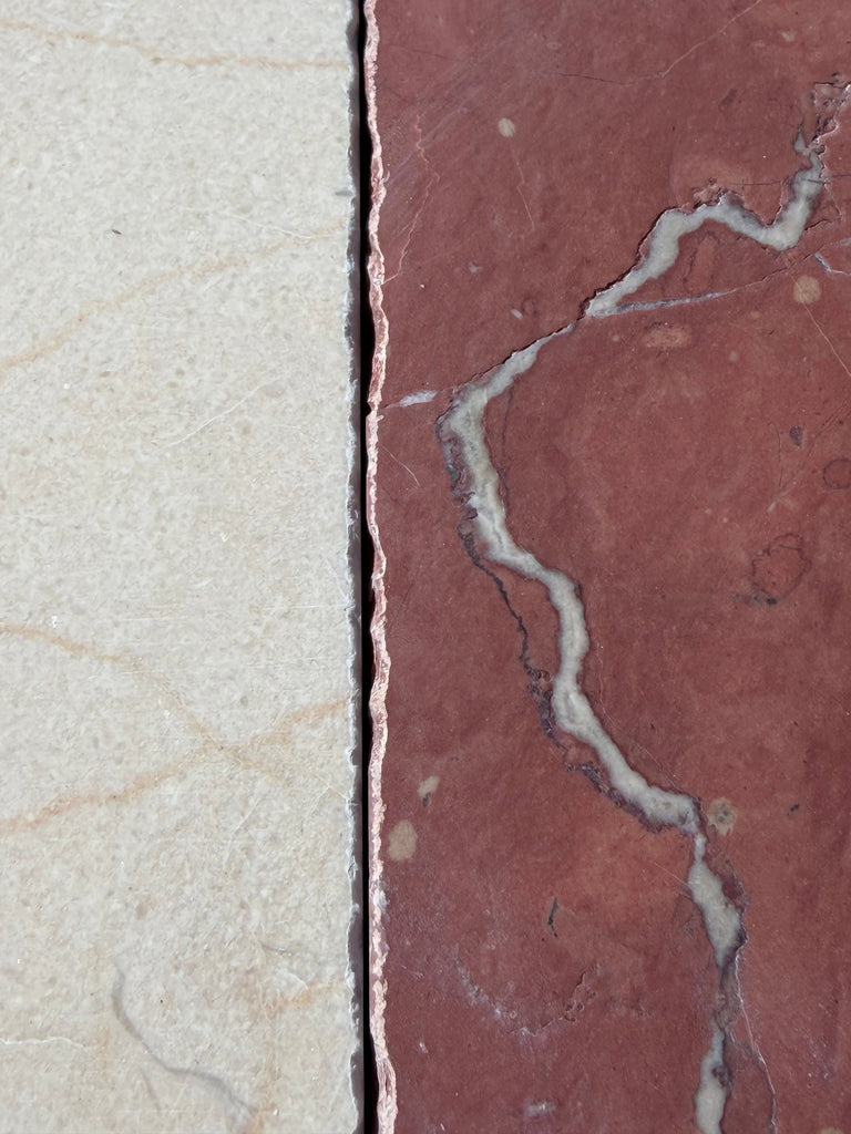 Crema Marrfil Rustic Modern Tumbled red marble tile with white veining