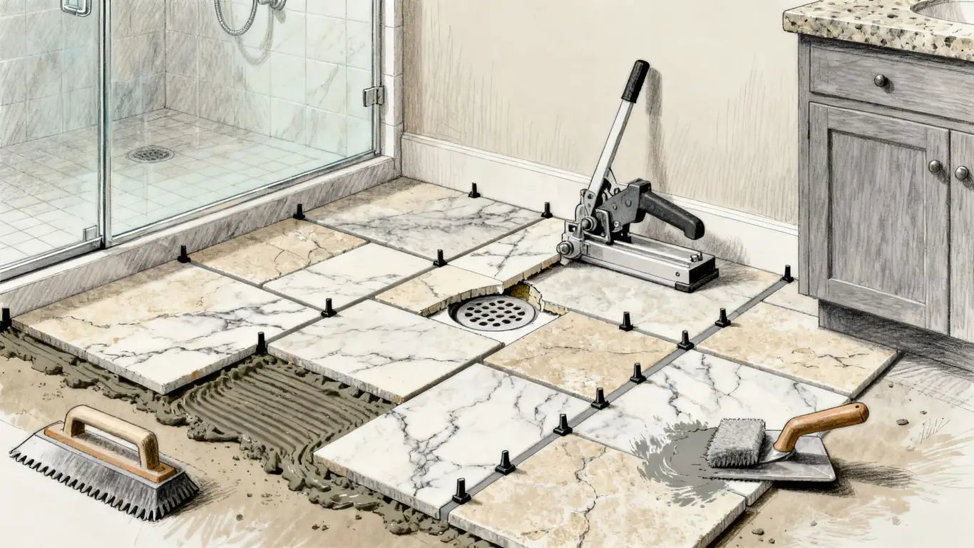 Durable natural stone tile installation process