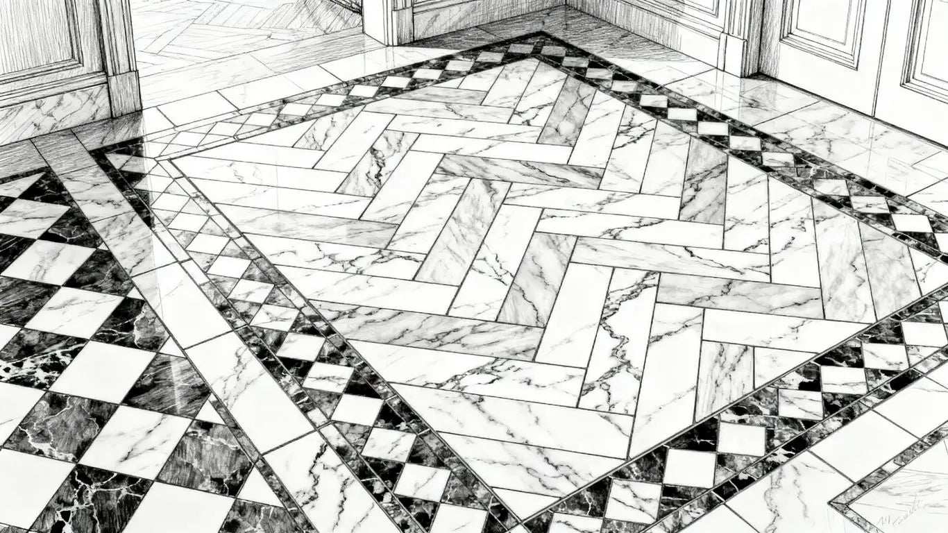 Marble tile patterns on a floor