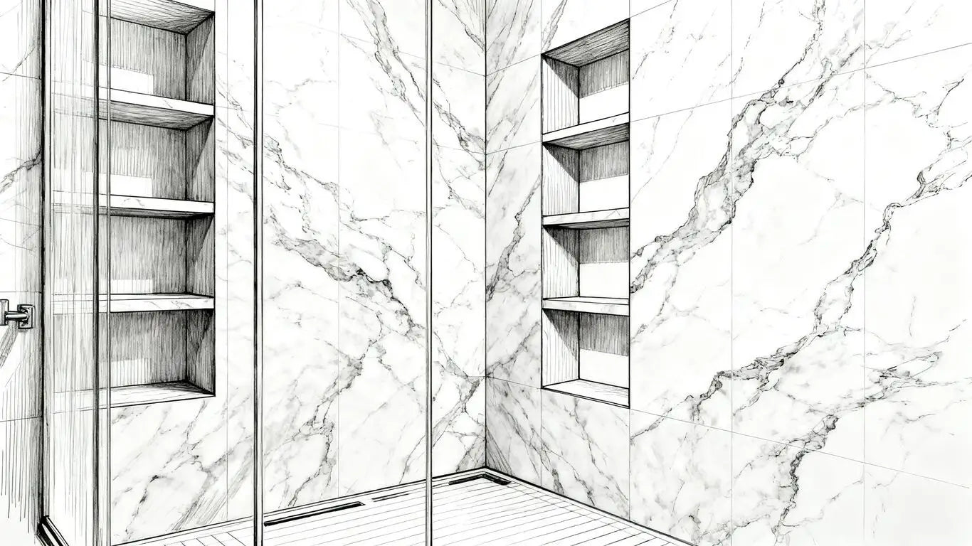 Coordinating marble shower details