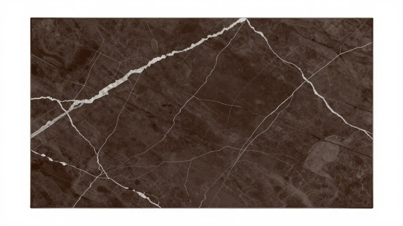 Emperador Dark marble tile sketch with brown and white veining.