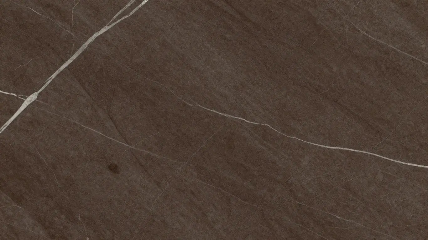 Emperador Dark marble slab with rich veining.