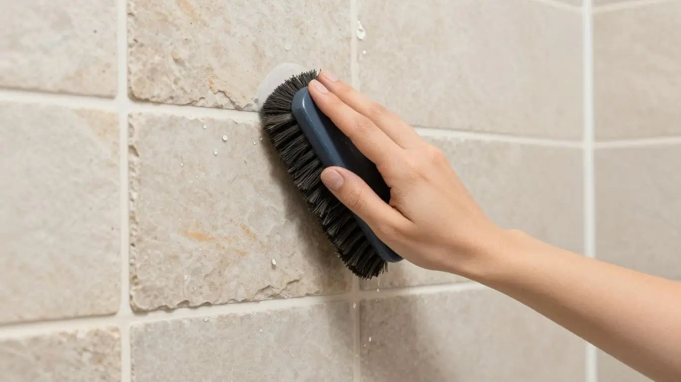 Sketch of cleaning natural stone shower tiles