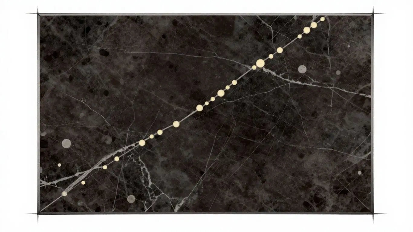 Emperador Dark marble tile with Crema Marfil dots.